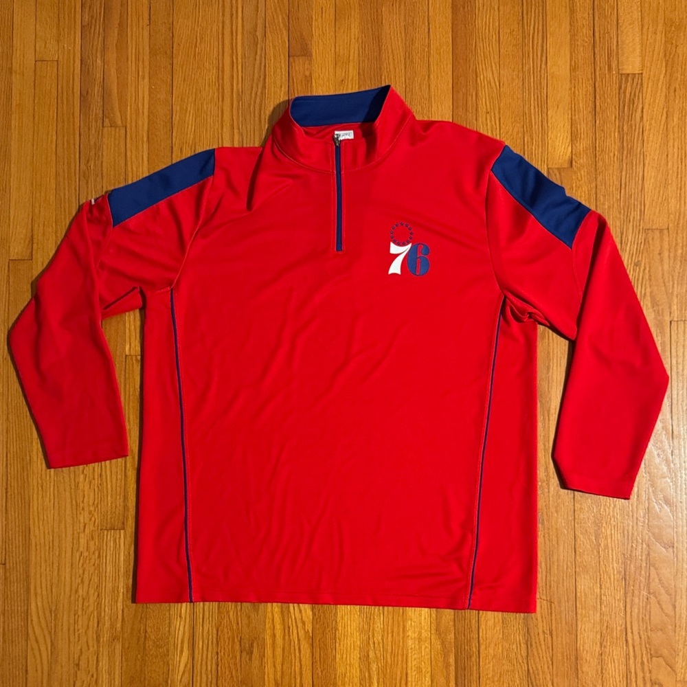 PHILADELPHIA 76ers SIXERS HARDWOOD CLASSICS by Majestic 1/4 Zip Men’s XXL
